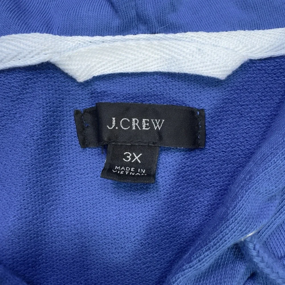 J.‎ Crew Full Zip Hoodie Unisex Cropped Size 3X Blue Pockets Fall Casual